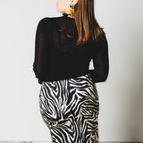 317 Gonna sartoriale EASY in satin zebrato bianco e nero