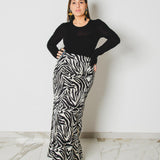 317 Gonna sartoriale EASY in satin zebrato bianco e nero