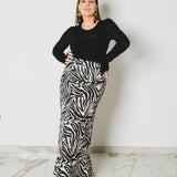 317 Gonna sartoriale EASY in satin zebrato bianco e nero