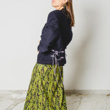 319 Gonna sartoriale EASY in viscosa a fiori verde