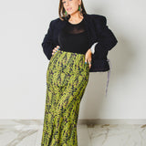 319 Gonna sartoriale EASY in viscosa a fiori verde