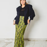 319 Gonna sartoriale EASY in viscosa a fiori verde