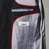 320 Grey pinstriped jacket Size 54 in pure virgin wool Cacharel with bronze rhinestones (100)