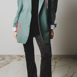 331 Green jacket size 48 in wool with 3D hand embroidery "CIAO AMORE"