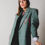331 Green jacket size 48 in wool with 3D hand embroidery "CIAO AMORE"