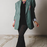 331 Green jacket size 48 in wool with 3D hand embroidery "CIAO AMORE"