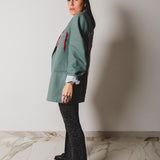 331 Green jacket size 48 in wool with 3D hand embroidery "CIAO AMORE"