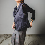 338 Gilet dal taglio maschile con cuciture tagliate a vista grigia in 100% lana  - taglio over Tg 52