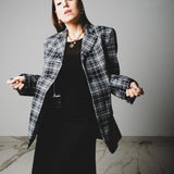 340 Black and white checked cotton jacket Size 40 hand embroidery "CIAO AMORE"