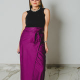 345 - Gonna Miri in cotone a quadri viola   Tg 2