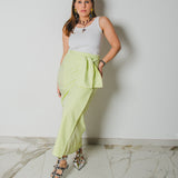 348 -  Gonna, miri a righe lime in cotone, leggero, taglia 2