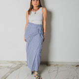 349 -   Gonna, miri a righe blu in cotone, leggero, taglia 2