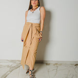 350 -  Gonna, miri a righe in cotone, leggero, nocciola a righe lime Tg 2