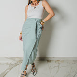 351 -  Gonna a righe, miri in cotone, leggero, verde, taglia 2