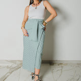 351 -  Gonna a righe, miri in cotone, leggero, verde, taglia 2