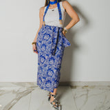 353 -   Gonna MIRI blu con fantasia, Asian  in cotone TG 2