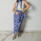353 -   Gonna MIRI blu con fantasia, Asian  in cotone TG 2