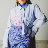 353 -   Gonna MIRI blu con fantasia, Asian  in cotone TG 2