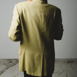 354 Mustard linen and viscose men's cut jacket with black applique Size 48