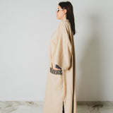 35 - KINTSUGI ZEBRA | Cappotto Kimono in Tessuto Cammello e Satin Zebrato