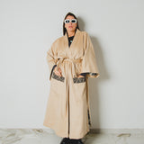 35 - KINTSUGI ZEBRA | Cappotto Kimono in Tessuto Cammello e Satin Zebrato