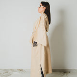 35 - KINTSUGI ZEBRA | Cappotto Kimono in Tessuto Cammello e Satin Zebrato