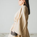 35 - KINTSUGI ZEBRA | Cappotto Kimono in Tessuto Cammello e Satin Zebrato