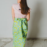 363 -   Gonna MIRI verde con fantasia Asian  in cotone TG 2