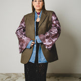 364 Pure Wool Jacket with Purple Jacquard Sleeves Size 50