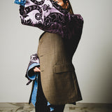 364 Pure Wool Jacket with Purple Jacquard Sleeves Size 50