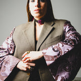 364 Pure Wool Jacket with Purple Jacquard Sleeves Size 50