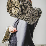366 Grey Pure Virgin Wool Jacket with Jacquard Sleeves with Lurex Size 50