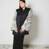 366 Grey Pure Virgin Wool Jacket with Jacquard Sleeves with Lurex Size 50