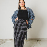 369 – Gonna Miri Multiposizione Tartan Nero fresco di lana Tg 2