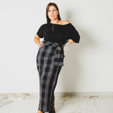 369 – Gonna Miri Multiposizione Tartan Nero fresco di lana Tg 2