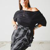 369 – Gonna Miri Multiposizione Tartan Nero fresco di lana Tg 2
