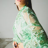36 Kimono gioiello GUSTAVO sartoriale con ricami di paillettes verde chiaro