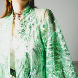 36 Kimono gioiello GUSTAVO sartoriale con ricami di paillettes verde chiaro