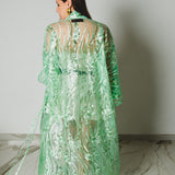 36 Kimono gioiello GUSTAVO sartoriale con ricami di paillettes verde chiaro