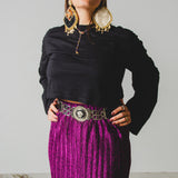 370 – easy Slim | Gonna Plissé Fucsia Metallizzato