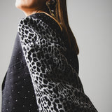 376 Vintage super 100's wool jacket Size 50 dark gray with spotted jacquard sleeves and silver rhinestones