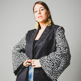 376 Vintage super 100's wool jacket Size 50 dark gray with spotted jacquard sleeves and silver rhinestones