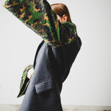 379 Grey 3-button jacket in pure virgin wool with green sequin camouflage sleeves Size 58