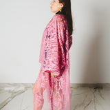 37 Kimono gioiello GUSTAVO sartoriale con ricami di paillettes e perline rosa