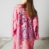 37 Kimono gioiello GUSTAVO sartoriale con ricami di paillettes e perline rosa