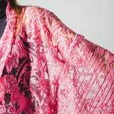 37 Kimono gioiello GUSTAVO sartoriale con ricami di paillettes e perline rosa