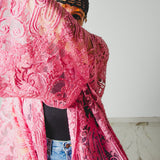 37 Kimono gioiello GUSTAVO sartoriale con ricami di paillettes e perline rosa