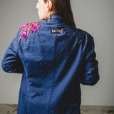 381 Light blue jacket with purple rhinestones and stone embroidery - Size 48/50