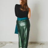 383 –  Gonna Miri verde in paillettes con cintura – Tg 2