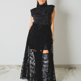 385 - CARMEN Skirt – Gonna Carmen – Gonna lunga in pizzo nero con maxi spacco TG 42/46